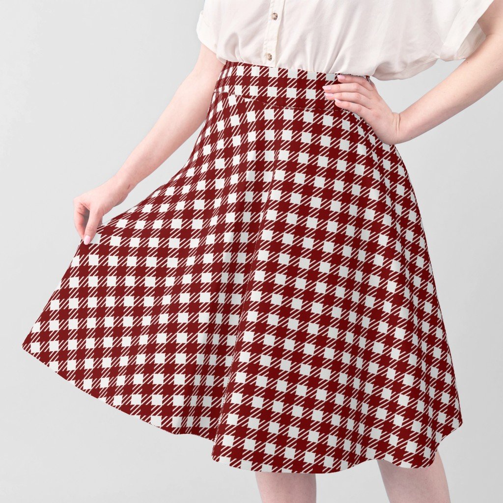 Large Dark Christmas Candy Apple Red Gingham Plaid Check Fabric red gingham fabric