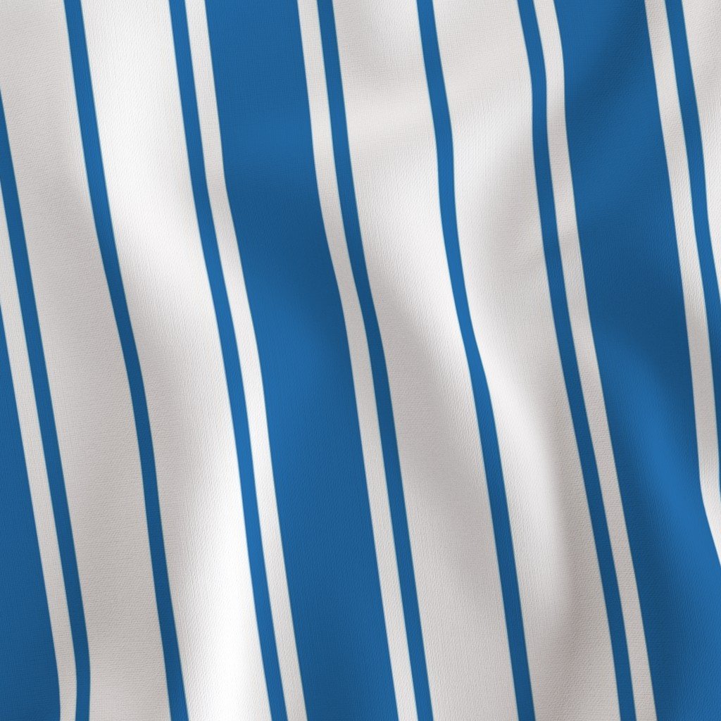 Biscayne Bay Blue and White Vertical French Stripe Fabric wide jumbo stripe fabric
