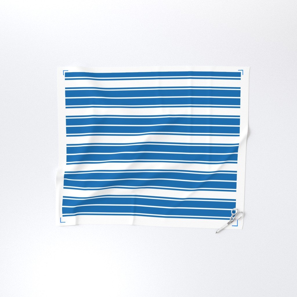 Biscayne Bay Blue and White Horizontal French Stripe Fabric wide jumbo stripe fabric