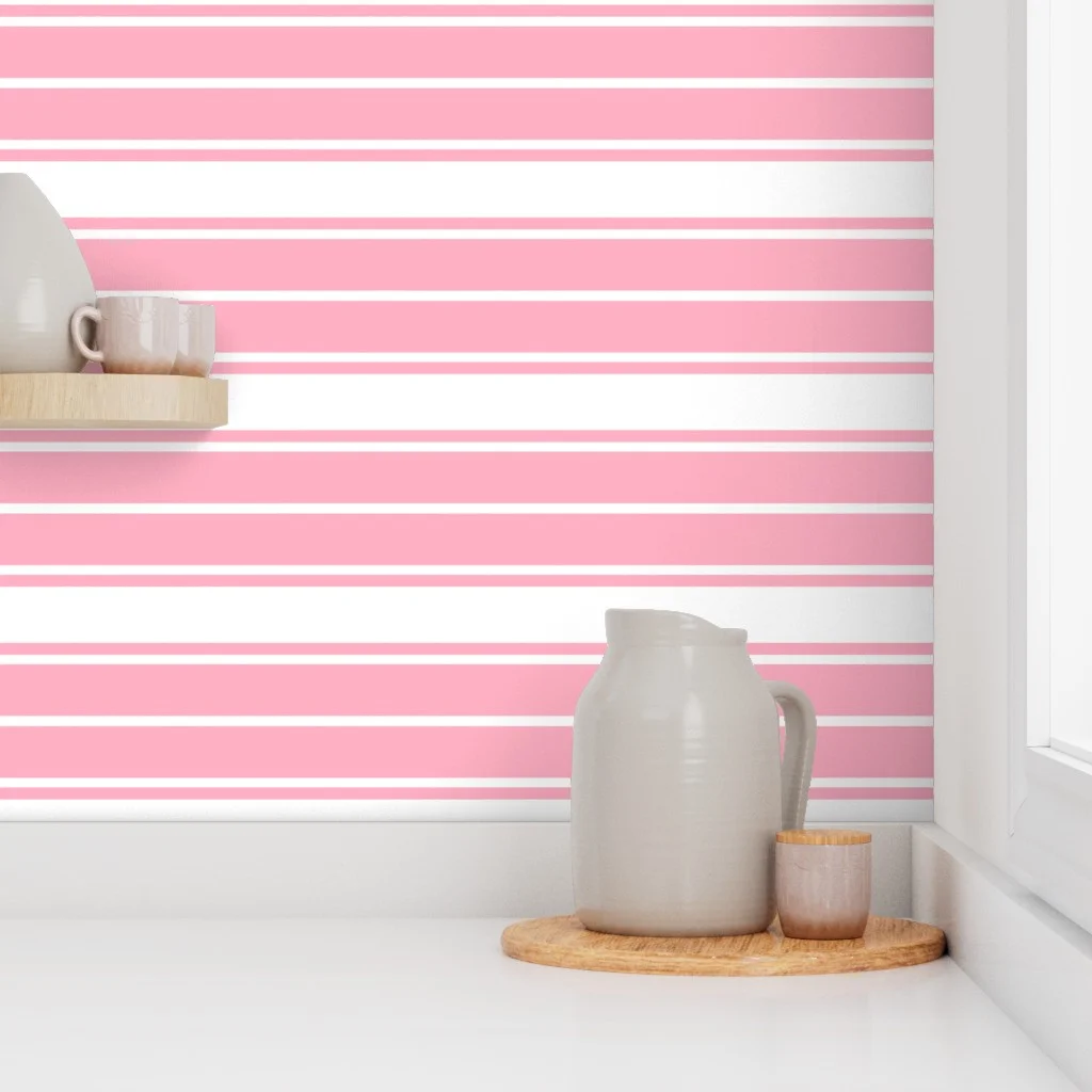 Palm Beach Pink and White Horizontal French Stripe Home Decor Collection Decor Collection palm beach wallpaper