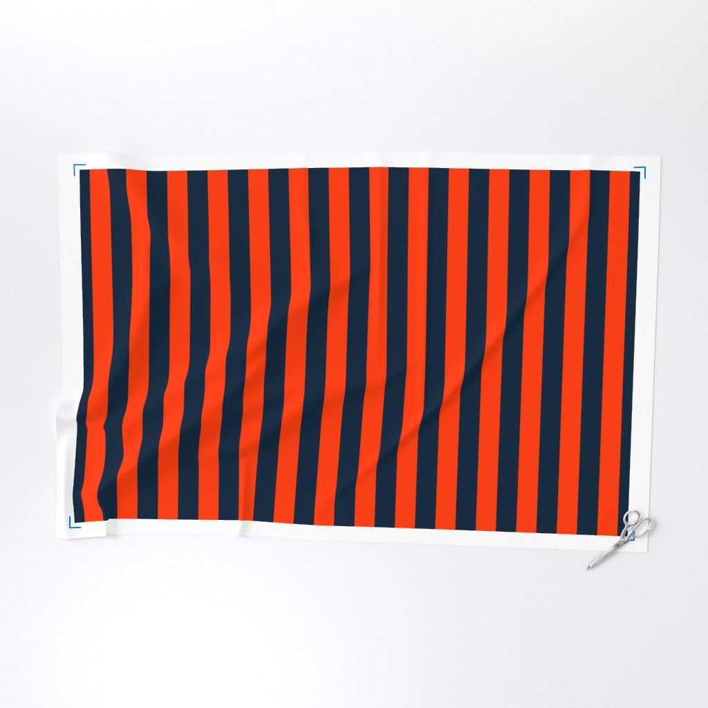 2 Inch Vertical Navy and Orange Cabana Stripes Fabric orange and blue fabric