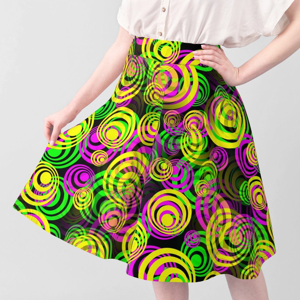 Bright Yellow Pink and Green 70s Hippy Circles Fabric pink and yellow fabric