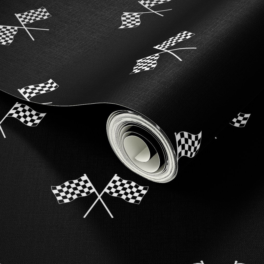 Small Black and White Classic Chequered Flags on Black Design Collection Design Collection classic black white wallpaper