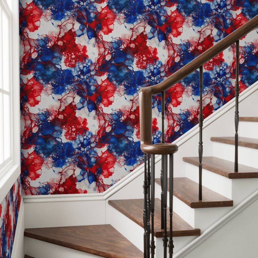 Red White and Blue Alcohol Ink American Patriotic Flag Colors Alcohol Ink Design Collection Home Styling Collection ink swirls wallpaper