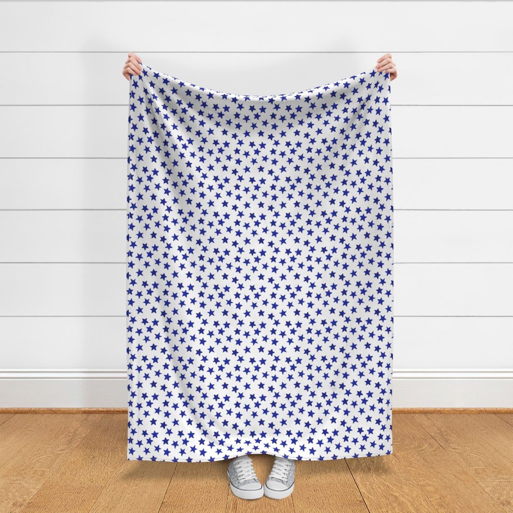 Faded Royal Blue Christmas Stars on White Fabric faded stars fabric