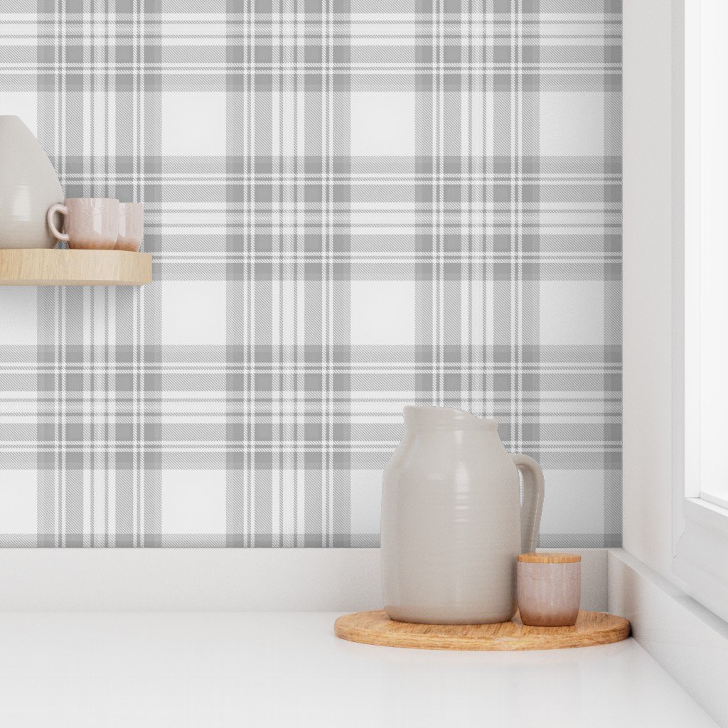 Ash Grey Cool Large Traditional Tartan Plaid Pattern Home Styling Collection Design Collection soft tones wallpaper