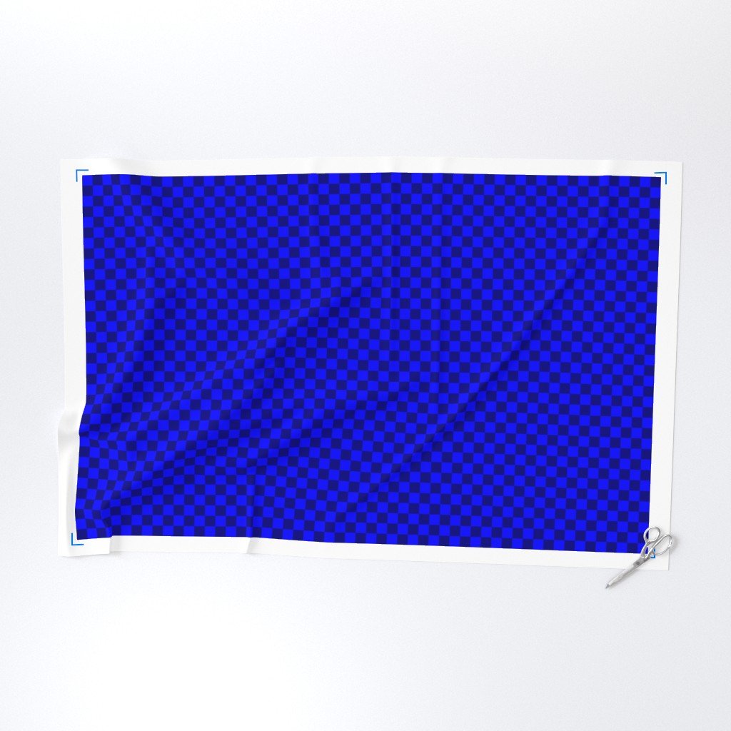 Blue and Navy 1 Inch Check Fabric blue geometric fabric