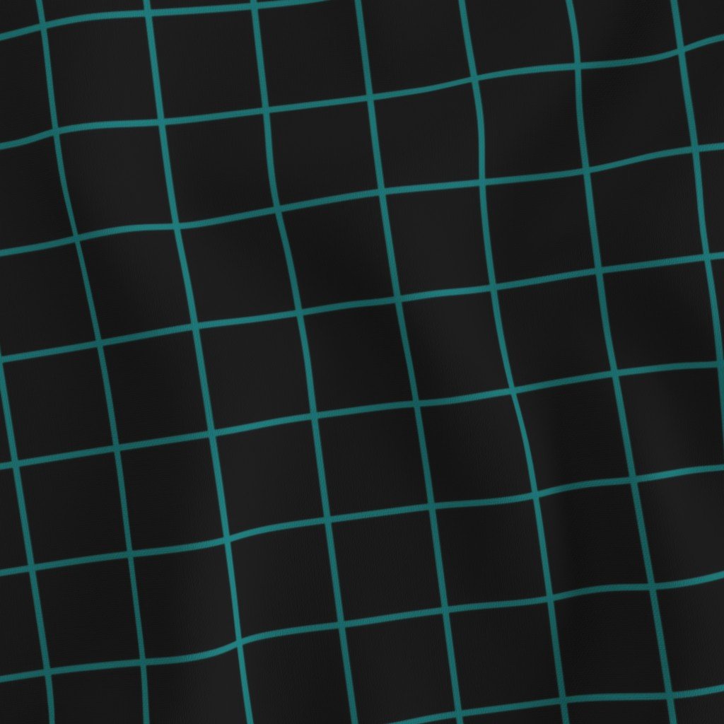 Teal and Black 2 Inch Grid Fabric cool tone fabric