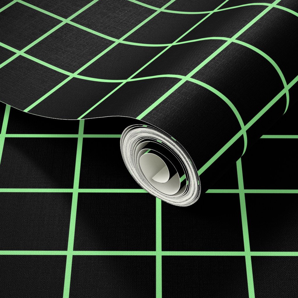 Mint Green and Black 2 Inch Grid Home Decor Collection Design Collection clean geometric wallpaper