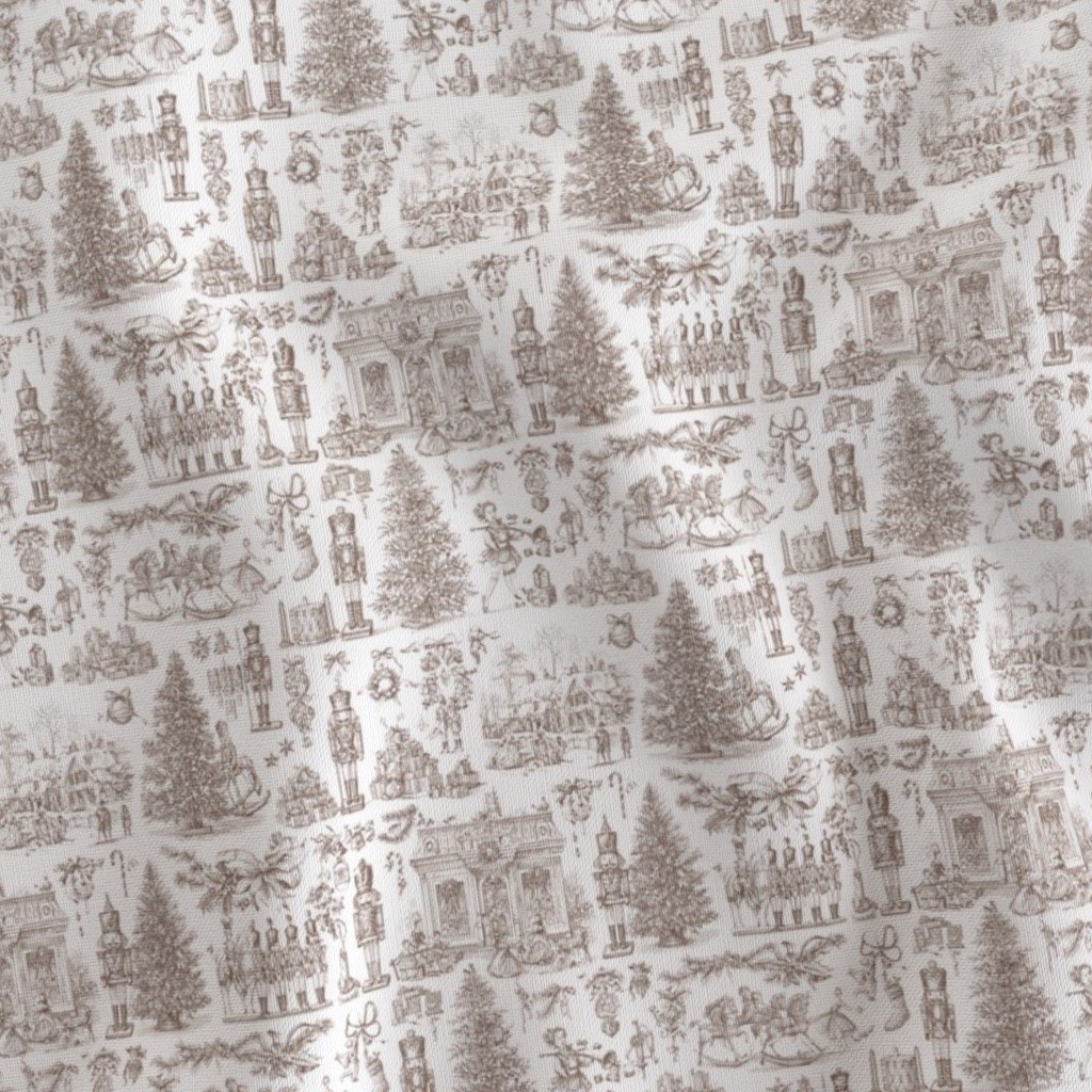 Christmas Nutcracker Toile Chocolate Brown Fabric christmas tree fabric