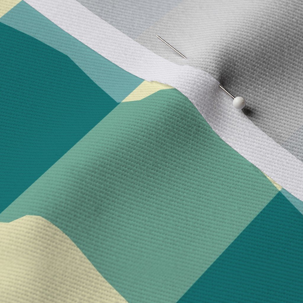 Teal and Cream White 2 Inch Gingham Fabric cream white gingham fabric