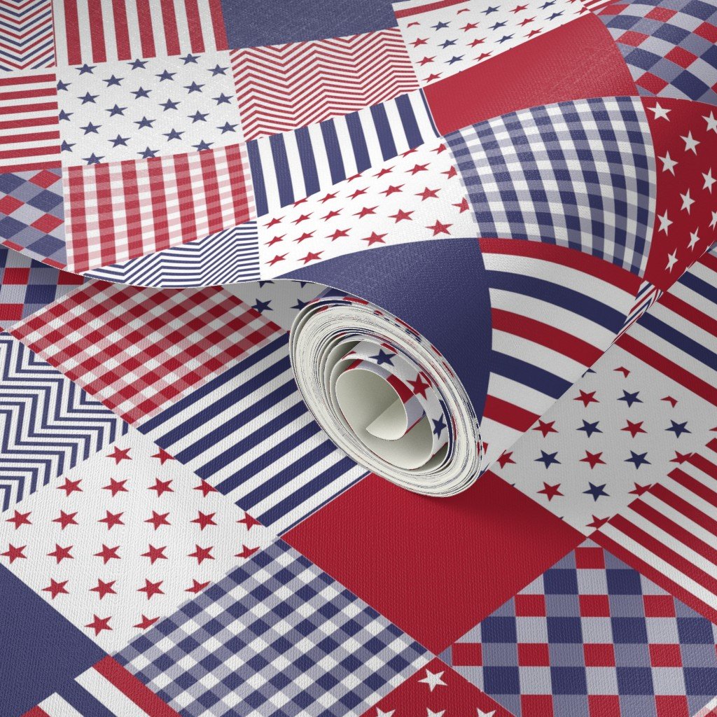 USA Americana Patchwork Red White & Blue Quilt Patterns Decor Collection Interior Collection independence day wallpaper