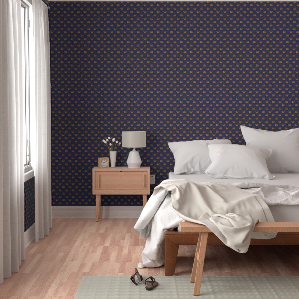 Mini Gold Crowns on Royal Blue Design Collection Interior Collection blue and gold crowns wallpaper