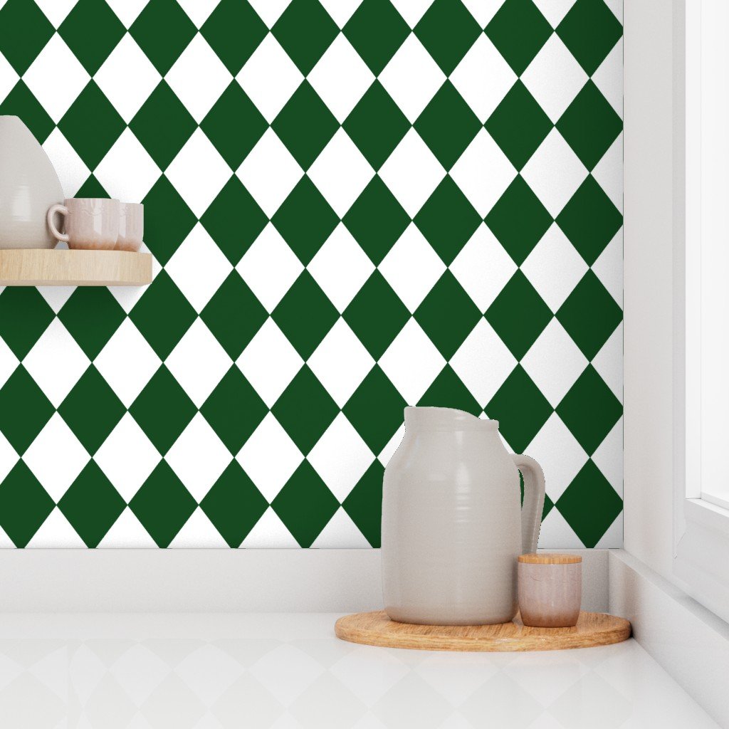 Hunter Green Modern Diamond Pattern Decor Collection Home Styling Collection green diamonds wallpaper