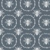 Large French Provincial Bees in Laurel Wreaths in White on Ice Blue