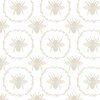 Large French Provincial Bees in Laurel Wreaths in Cream on White
