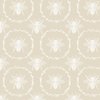 Large French Provincial Bees in Laurel Wreaths in White on Cream