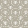 Large French Provincial Bees in Laurel Wreaths in White on Beige