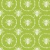 Large French Provincial Bees in Laurel Wreaths in White on Fresh Green