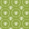 Large French Provincial Bees in Laurel Wreaths in White on Grass Green