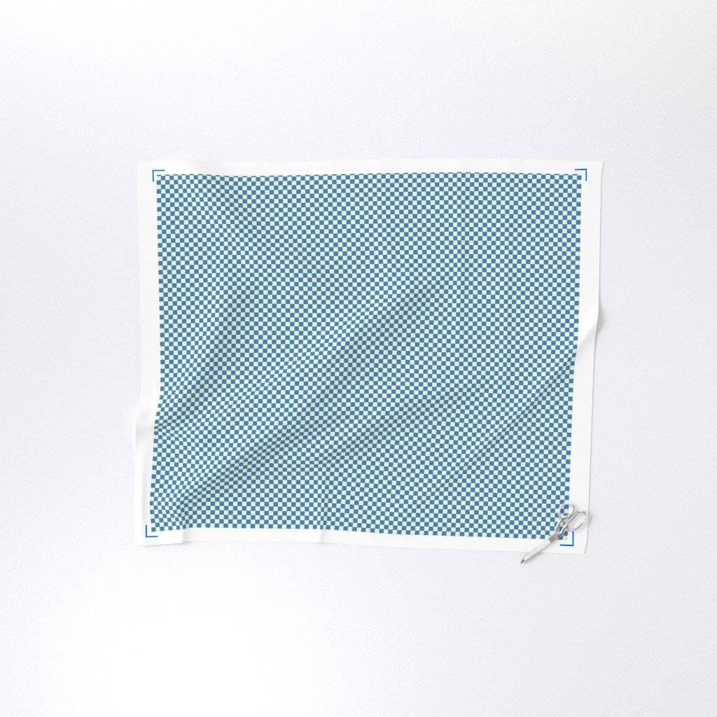 Cornflower Blue and Cream Checkerboard Squares Fabric cornflower blue fabric