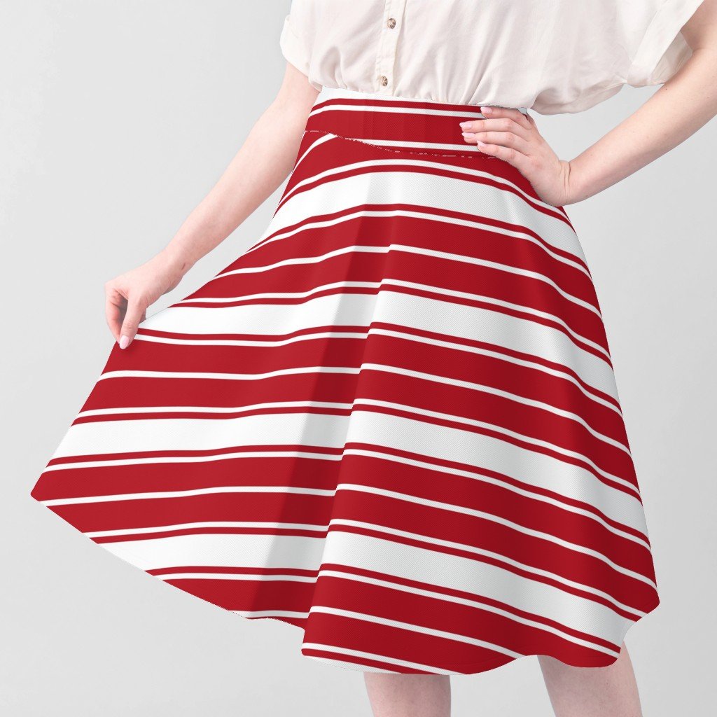 Cherry Orchard Red and White Horizontal French Stripe Fabric upholstery stripes fabric