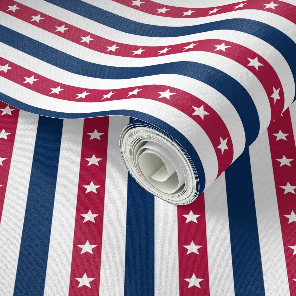 USA Flag Colors of Red White and Blue with Stars in Alternating 1 Inch Home Styling Collection Home Styling Collection us flag wallpaper