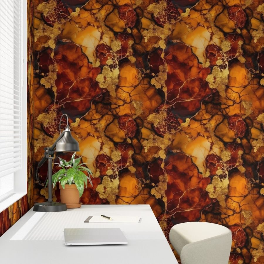 Amber and Gold Alcohol Ink 4 Interior Collection Home Styling Collection inky swirls wallpaper