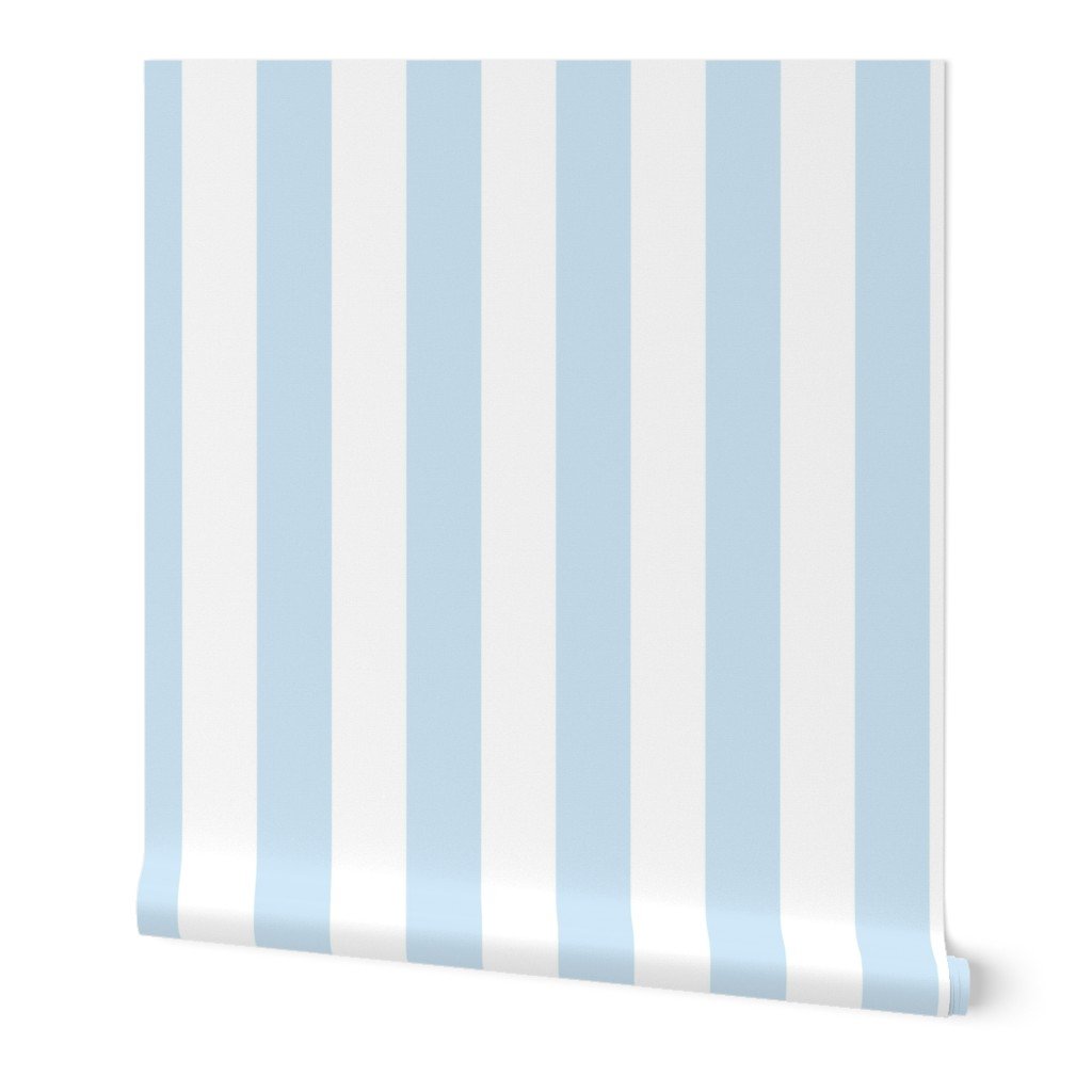 Merry Bright Pastel Blue and White Vertical 3 inch Big Top Circus Stripe Design Collection Decor Collection blue stripes wallpaper