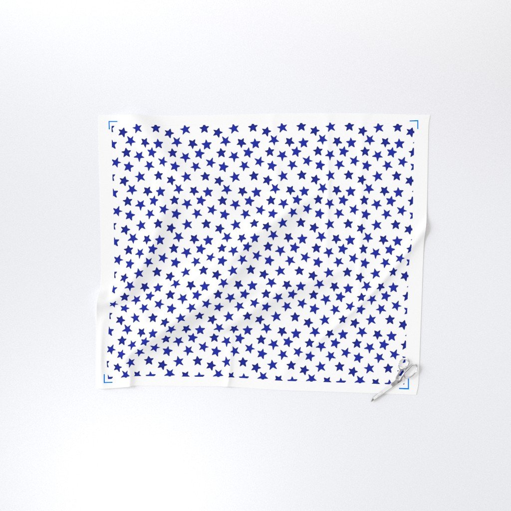 Faded Royal Blue Christmas Stars on White Fabric royal blue fabric