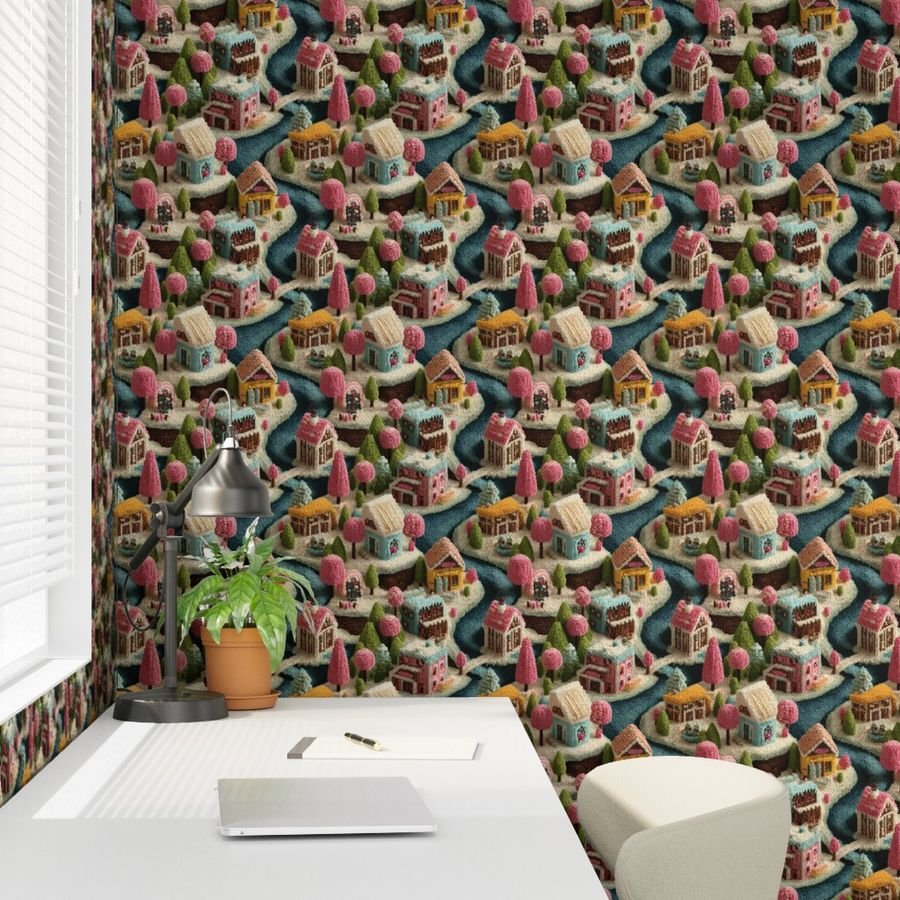 Whimsical Crocheted Christmas Candy Land Village Home Styling Collection Home Decor Collection crochet wallpaper