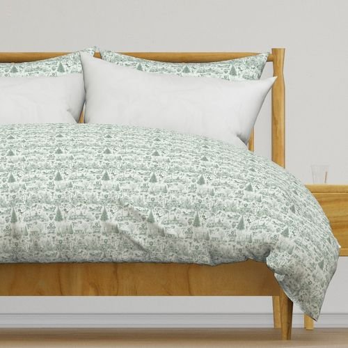 Christmas Dogs Toile Forest Green Decor Collection Design Collection christmas tree duvet cover design