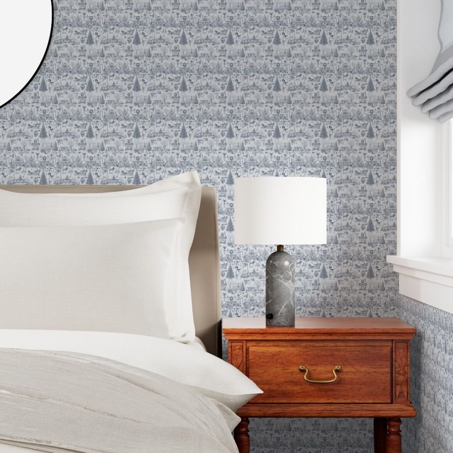 Christmas Dogs Toile Midnight Navy Home Decor Collection Decor Collection dog pattern wallpaper