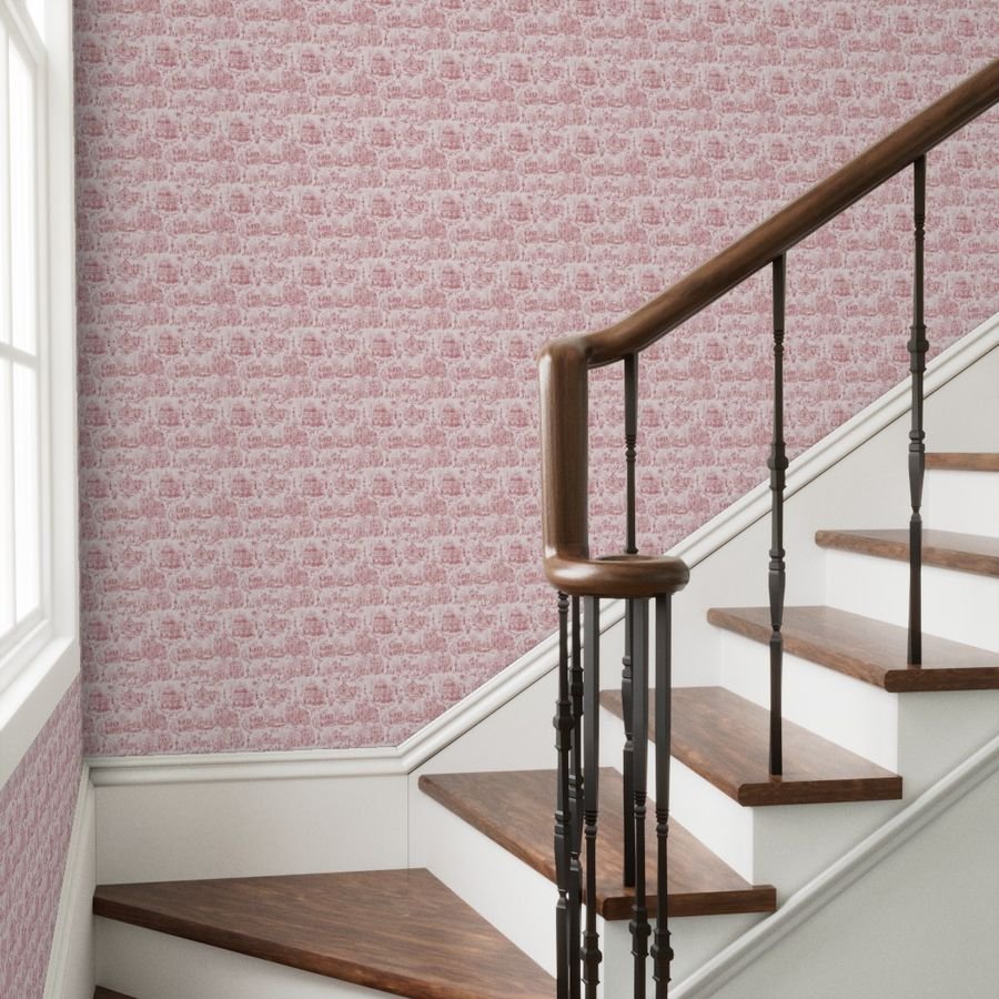 Victorian Christmas Village Toile Christmas Red Home Decor Collection Interior Collection christmas village wallpaper