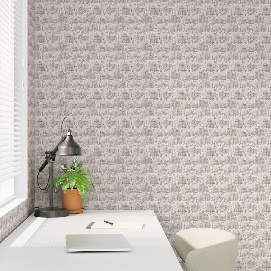 Victorian Christmas Village Toile Chocolate Brown Home Decor Collection Home Decor Collection christmas village wallpaper