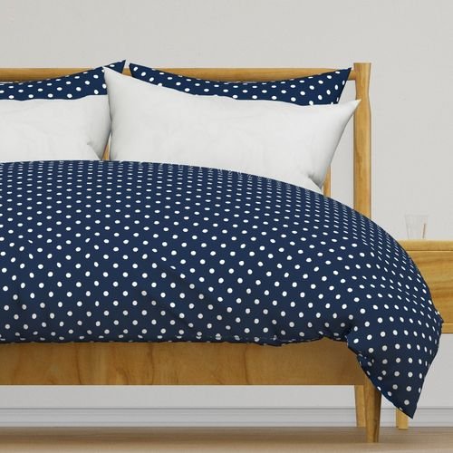 White Polkadots on Sailor Blue Design Collection Home Decor Collection navy blue duvet cover design