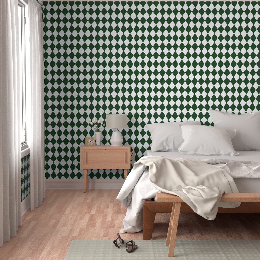 Hunter Green Modern Diamond Pattern Decor Collection Home Styling Collection harlequin diamonds wallpaper