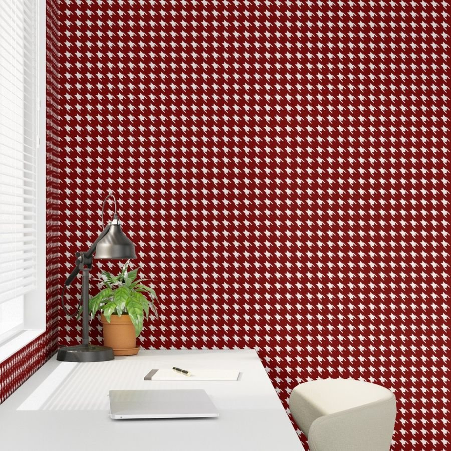 Large Dark Christmas Candy Apple Red Houndstooth Check Home Styling Collection Home Decor Collection red houndstooth wallpaper