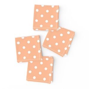 One Inch Polka Dot Spots in Peach Fuzz Color of the Year 2024 and White Home Decor Collection Home Decor Collection peach fuzz napkins design