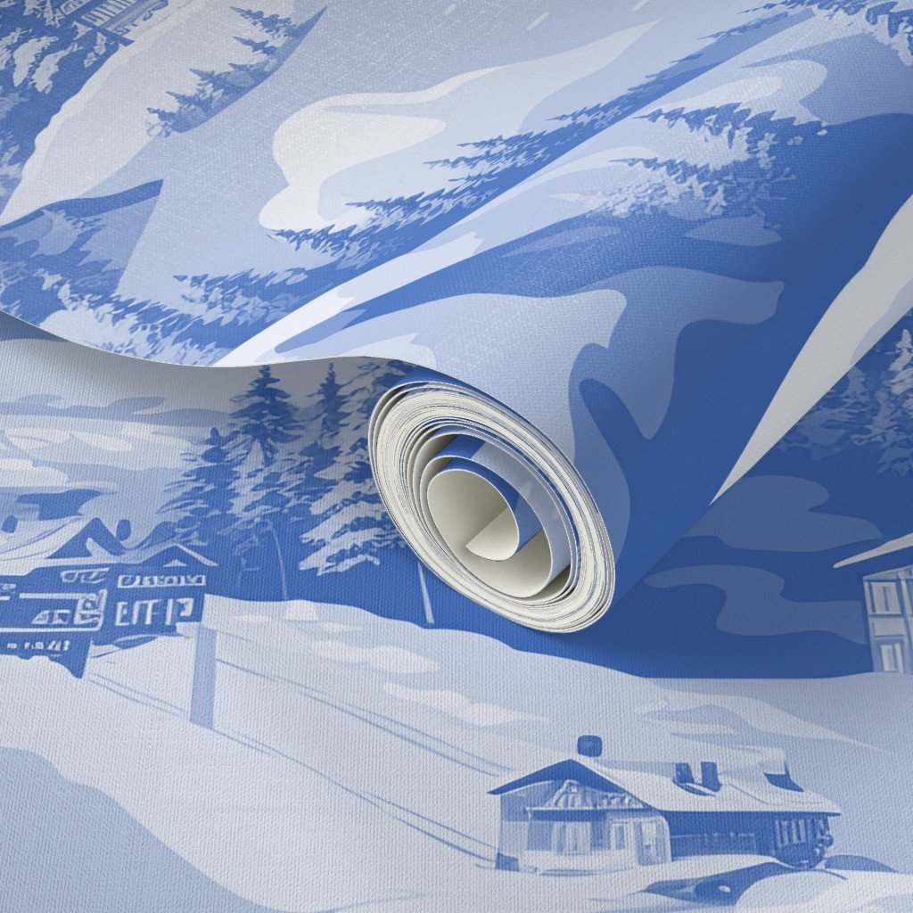 Small Montana Winter Cabins Montana with Evergreens in Mid China Blue Interior Collection Decor Collection montana ski slope wallpaper