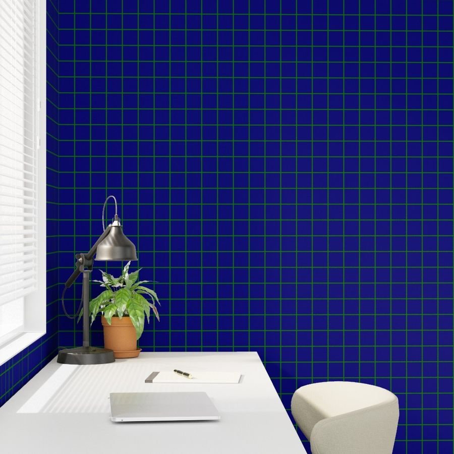 Green and Navy 2 Inch Grid Home Styling Collection Home Styling Collection green grid wallpaper