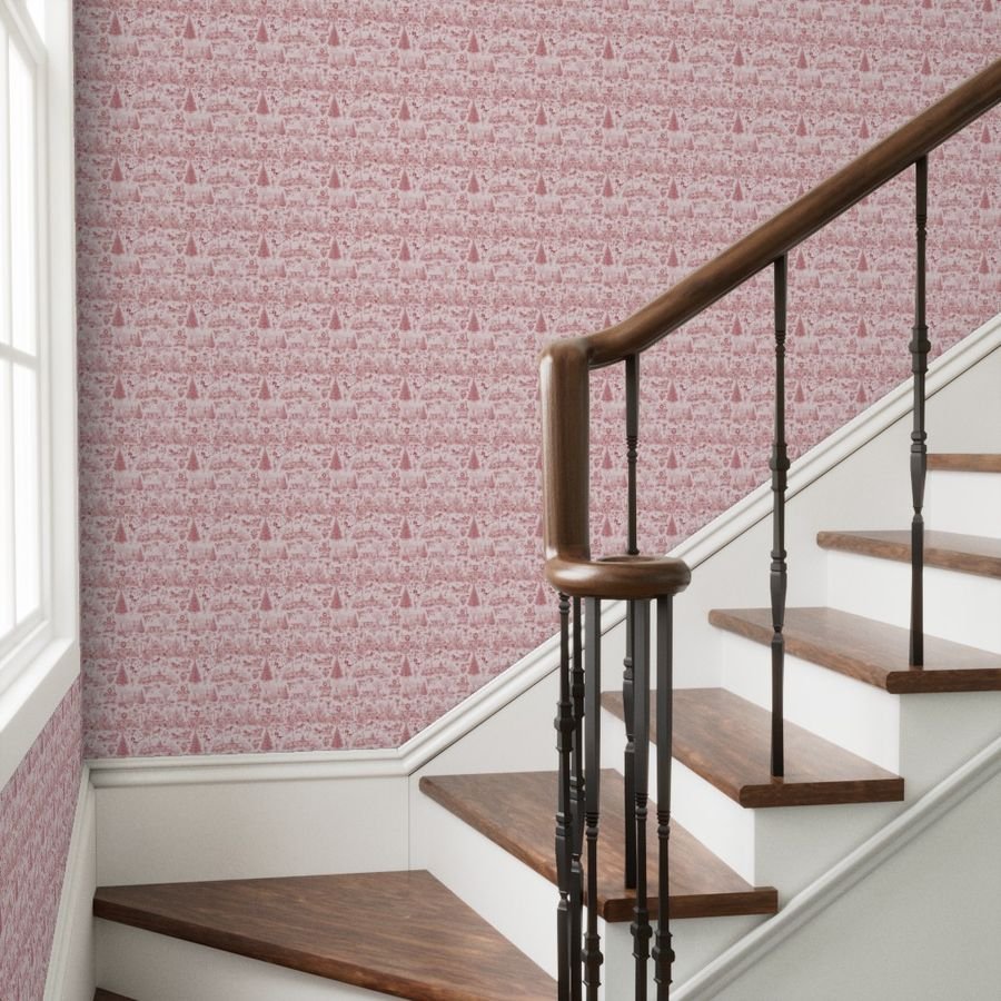 Christmas Dogs Toile Christmas Red Home Decor Collection Decor Collection dog pattern wallpaper