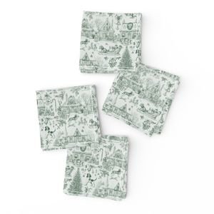 Christmas Dogs Toile Forest Green Decor Collection Design Collection dog pattern napkins design