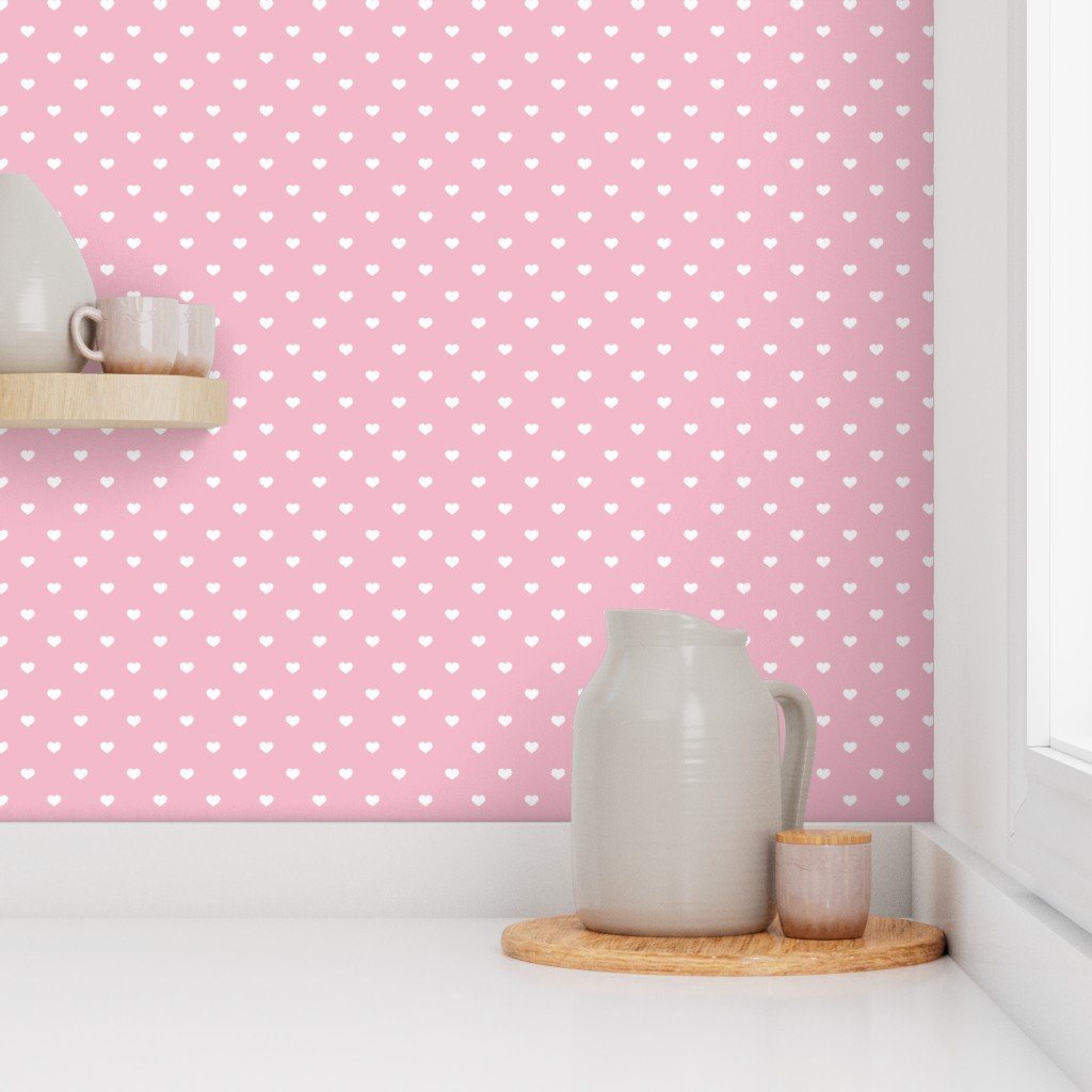 Mini White Valentines Polkadot Love Hearts on Cotton Candy Background Home Styling Collection Design Collection cotton candy wallpaper