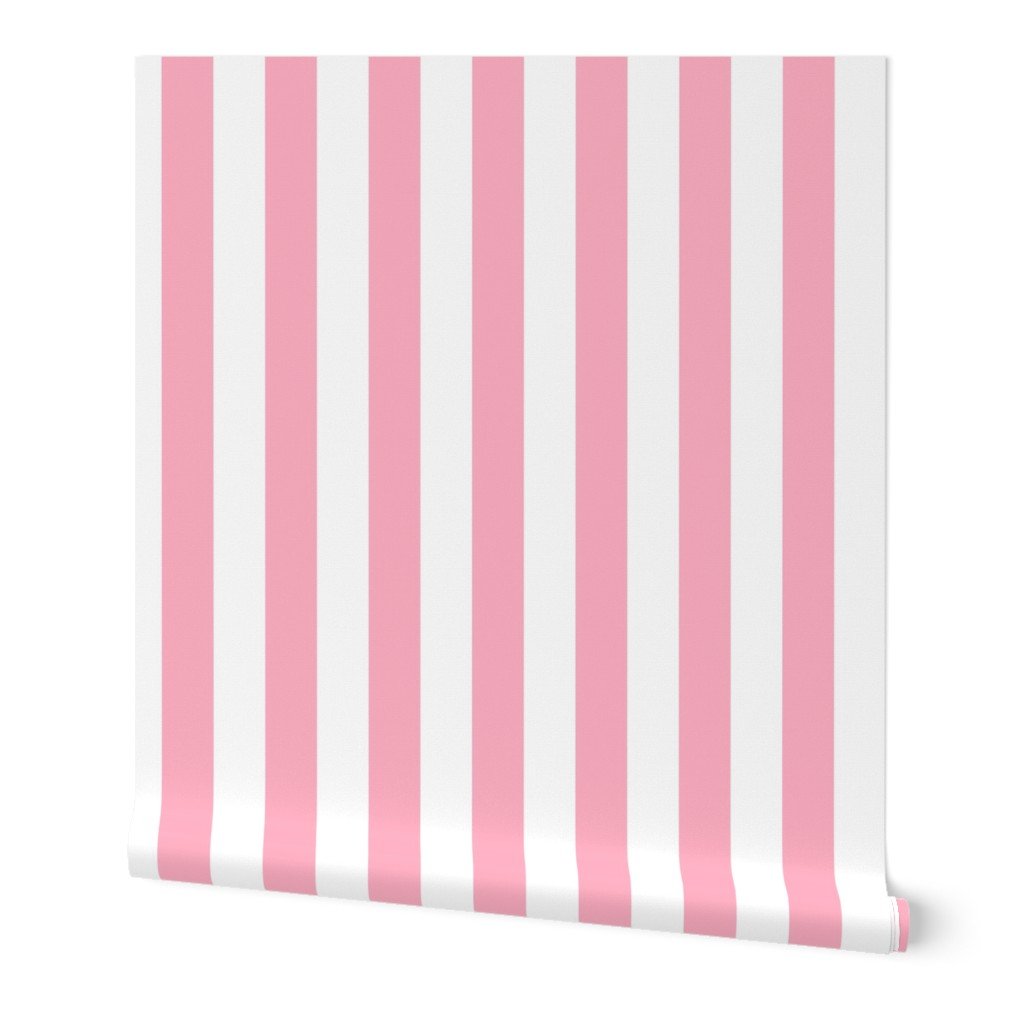2 inch Wide Vertical Palm Beach Pink and White Cabana Stripes Home Styling Collection Home Decor Collection pink stripes wallpaper
