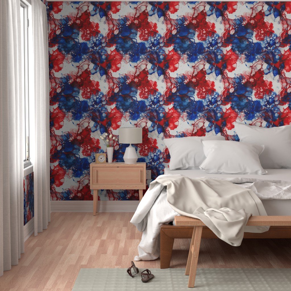 Red White and Blue Alcohol Ink American Patriotic Flag Colors Alcohol Ink Design Collection Home Styling Collection swirling pattern wallpaper