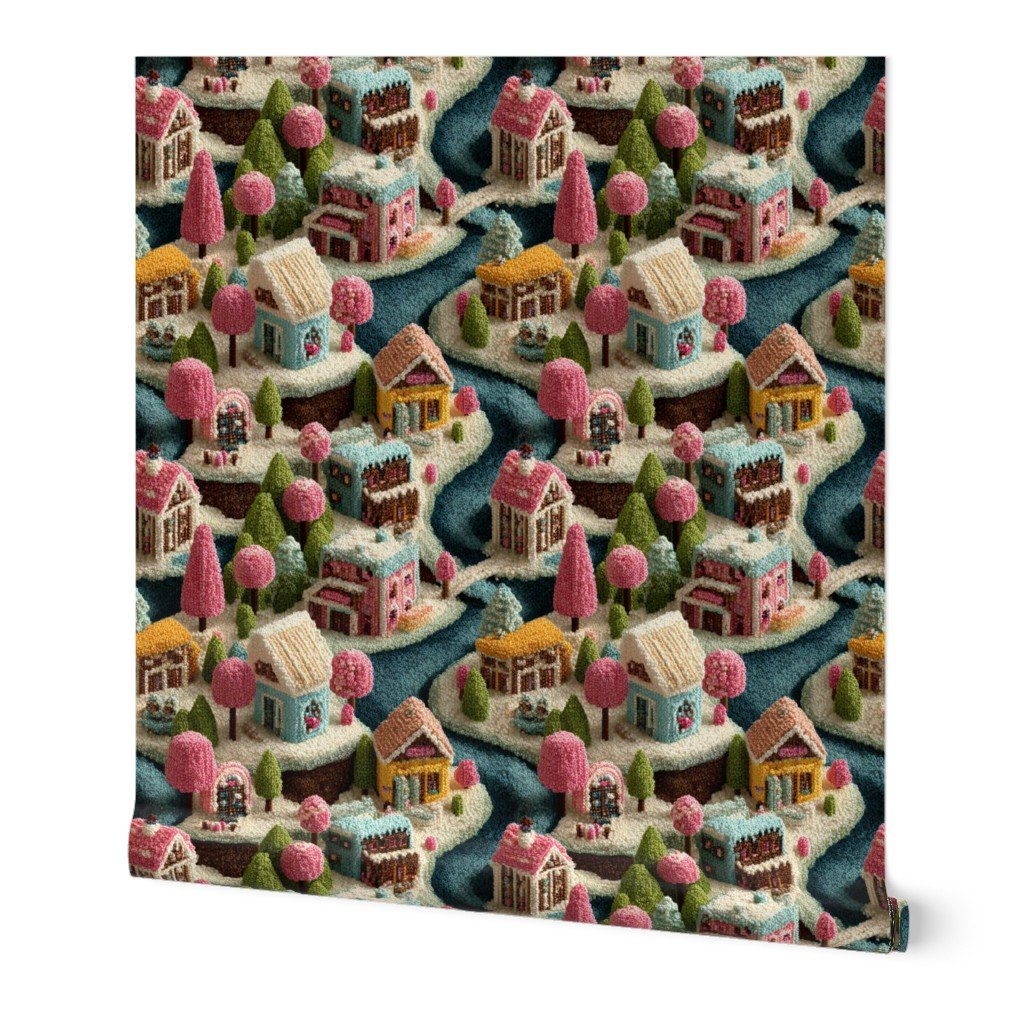 Whimsical Crocheted Christmas Candy Land Village Home Styling Collection Home Decor Collection christmas wallpaper