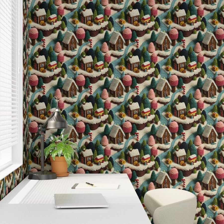 Gingerbread Crocheted Christmas Candy Land Village Home Decor Collection Interior Collection christmas wallpaper