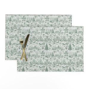 Christmas Dogs Toile Forest Green Decor Collection Design Collection forest green placemat design