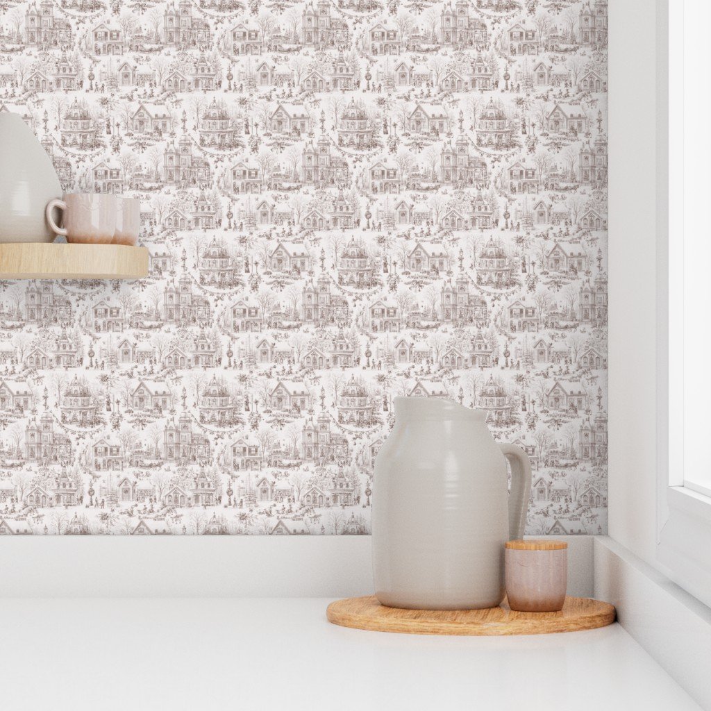 Victorian Christmas Village Toile Chocolate Brown Home Decor Collection Home Decor Collection snowy village wallpaper